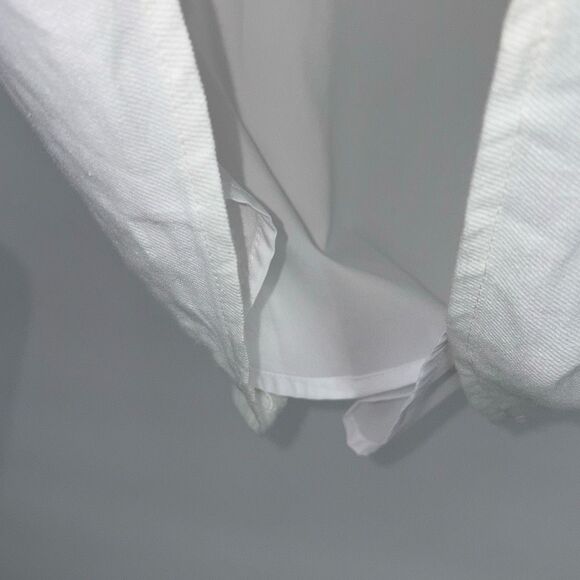 J Crew Squareneck White A-Line‎ Dress in Stretch Linen Blend Knee Length 20 - Picture 7 of 14